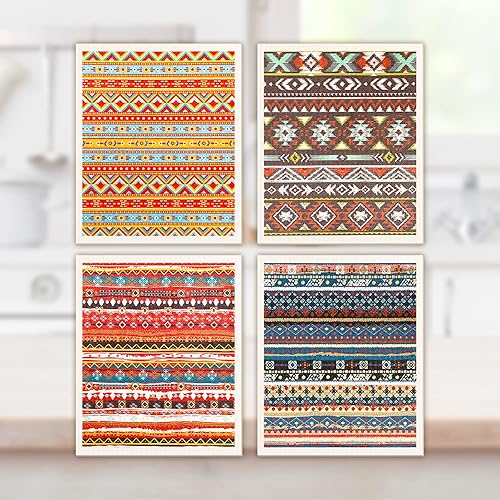 12 Pcs Swedish Kitchen Dish Cloths Towels Egyptian Ethnic Style Reusable Washcloths Washable Cleaning Cloth Absorbent Cleaning Cloth for Home Kitchen Bathroom Office