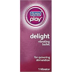 Durex Personal Vibrator, Compact Intimate Massager, Delight Vibrating Bullet, Long lasting Sensation, Waterproof, Battery Included, Purple