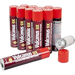 Vulcanus 9X Ultra Refined Butane Gas, Contents 12 x 300ml canisters 1BOX, Made in Korea