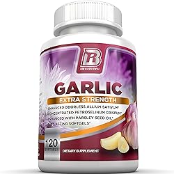 BRI Nutrition Odorless Garlic - 120 Softgels - 1000mg Pure and Potent Garlic Allium Sativum Supplement Maximum Strength - 60 Day Supply
