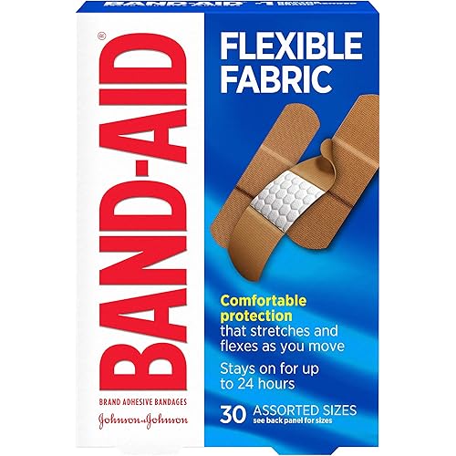 Band-Aid Brand Flexible Fabric Adhesive Bandages for Wound Care & First Aid, Assorted Sizes, 30 ct