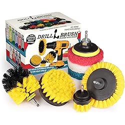 Drillbrush Rotary Brush Kit - Drill Brush Scrub Pads - Shower Scrubbing Brushes for Cordless Drill - Tile Cleaner Drill Attachment Commercial Scouring Pad Cleaning Kit - All Purpose Bathroom Scrubbers