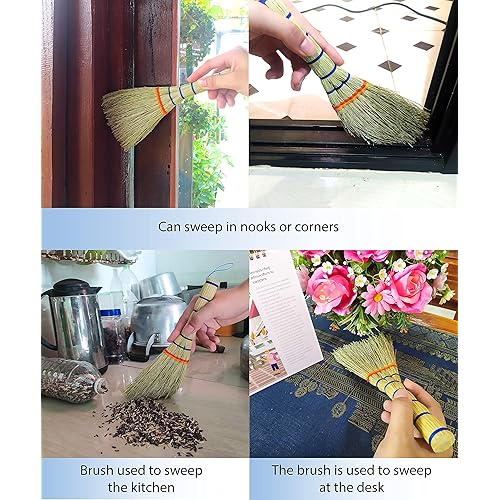 Small Brush Broom Corn Whisk 11 Inch for Cleaning,Sturdy Hand Brush for Indoor and Outdoor Use, Stiff Bristle Design Easily Cleans Floor and Car Mats