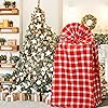4 Pcs 80 x 60 in Jumbo Christmas Gift Bags Bike Gift Bag Buffalo Plaid Bicycle Gift Bags Large Plastic Gift Bags Bicycle Wrapping Bag for Xmas Gifts Decor Red, White, Classic Style