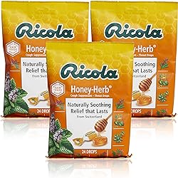 Ricola Honey Herb Herbal Cough Suppressant Throat Drops, 24ct Bag Pack of 3