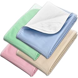 Incontinence Bed Pads - Reusable Waterproof Underpad Chair, Sofa and Mattress Protectors - Highly Absorbent, Machine Washable - for Children, Pets and Seniors 30x36 Pack of 4, Multi-Color