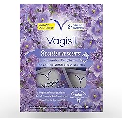 Vagisil Scentsitive Scents On-The-Go Feminine Cleansing Wipes, pH Balanced, Lavender Wildflower, Individually Wrapped, 16 Count Pack of 1