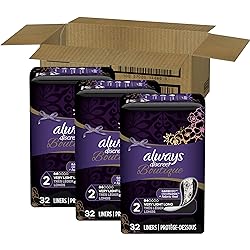 Always Discreet Boutique Incontinence Liners, Very Light Absorbency, Long Length,32 Count Pack of 3