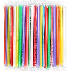 100 Pcs Individually Packaged Pointed Jumbo Smoothie Straws,Disposable Individually Wrapped Plastic Lengthen Milkshake Boba Straw 0.43" Diameter and 9.45" long Colorful