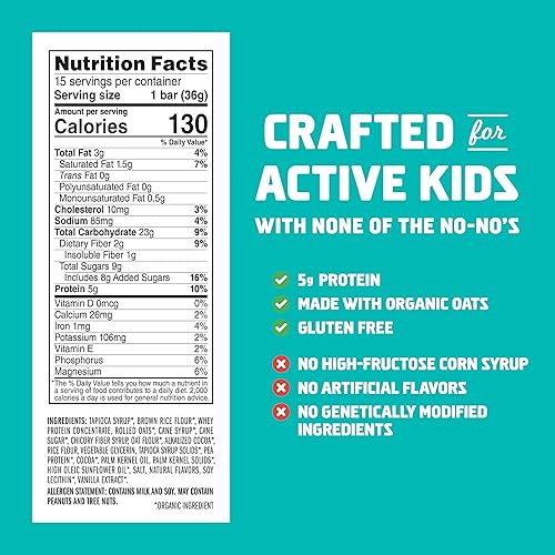 CLIF KID ZBAR - Protein Granola Bars - Chocolate Mint Flavor - Non-GMO - Organic -Lunch Box Snacks 1.27 Ounce Energy Bars, 15 Count