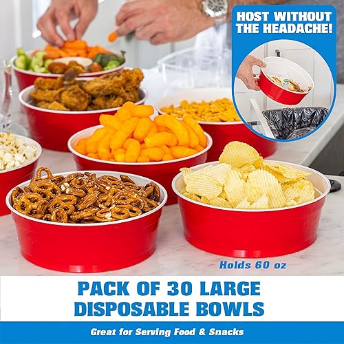 GoBig Red Party Cup Bowls - 50 Small Disposable Plastic Bowls