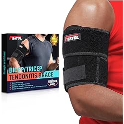 FEATOL Bicep Tendonitis Brace Compression Sleeve Support, Upper Arm Brace Bicep Support Bands for Pain Relief, Muscle Strains and Inflammation, TricepBicep Wrap for Men and Women