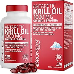 Bronson Antarctic Krill Oil 1000 mg with Omega-3s EPA, DHA, Astaxanthin and Phospholipids 120 Softgels 60 Servings