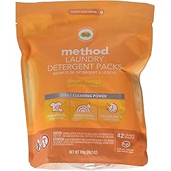 Method Laundry Detergent Packs, Ginger Mango, 42 Loads, 24.7 oz 700 g