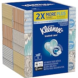 Kleenex Trusted Care Everyday Facial Tissues, Flat Box, 160 Count Pack of 6