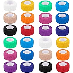 24 Pack Self Adherent Cohesive Wrap Bandages 1 Inches X 5 Yards, First Aid Tape, Elastic Self Adhesive Tape, Athletic, Sports wrap Tape, Bandage Wrap for Sports, Wrist, Ankle Rainbow Color