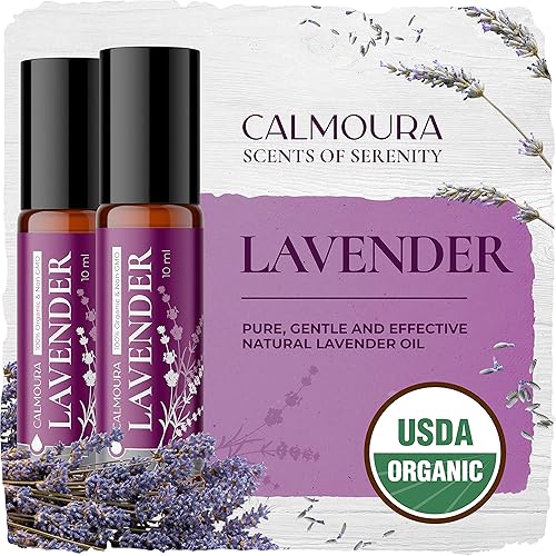 Organic Lavender Roll On Essential Oil - 10 ml 0.3 oz 2 Pack — 100% Pure, Therapeutic Grade — for Skin, Massage Therapy, Relaxation, Aromatherapy Chakra Balancing, Hair Care