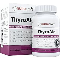 ThyroAid #1 Thyroid Support Supplement | Natural Herbal Thyroid Formula with Iodine Kelp, Ashwagandha Withania, L-Tyrosine & More | Support Thyroid Health & Energy Levels | 60 Capsules Non-GMO