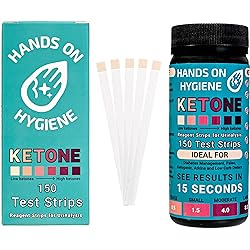 HANDS ON HYGIENE Ketone Urinalysis Test Strips,150 Count, Ideal to Help with Ketogenic, Atkins Diets, Low-Carb Diets and Intermittent Fasting