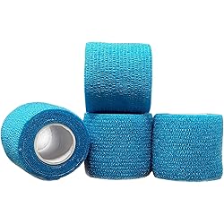 Self Adherent Cohesive Wrap [Pack of 4] Self Adhesive Not-Slip Adhering Sticking First Aid Elastic Compression Bandage Tape [2 Inches X 5 Yards] for Medical, Athletic Sport Support Light Blue x4