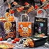 24 Packs Halloween Kraft Goodies Bags Trick or Treat Gift Bags Halloween Theme Candy Paper Bags with Handles for Halloween Party Supplies Favors