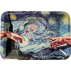 Rolling Tray “Starry Night Hands” 5” x 7” Tobacco Smoke Accessories - Tray God