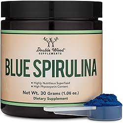 Blue Spirulina Powder - Maximum 35% Phycocyanin Content, Superfood from Blue-Green Algae, Mixes into Smoothies and Protein Drinks, Natural Food Coloring One Month Supply by Double Wood Supplements