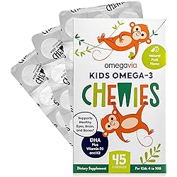 Omega 3 Fish Oil Gummies - Ultra-High DHA Chewable Gel Gummy - Omega 3 for Kids Supports Brain, Eyes & Bones - Sugar-Free Natural Fruit Flavor - Kids Omega 3 Gummies with Vitamin D3 and K2 45