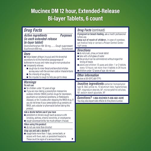 Mucinex DM 12-Hour Expectorant and Cough Suppressant Tablets, 6 ct Pack of 24