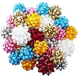 Hallmark Gift Bow Assortment 30 Bows, 2 Sizes Red, White, Pink, Blue, Yellow, Silver, Gold for Christmas, Hanukkah, Birthdays, Weddings, Baby Showers