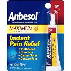 Anbesol Maximum Strength Oral Anesthetic Gel 0.33 Ounce Tube, Pack of 3