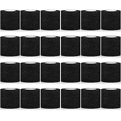 24 Pack Self Adherent Cohesive Wrap Bandages 2 Inches X 5 Yards, First Aid Tape, Elastic Self Adhesive Tape, Athletic, All Sports wrap Tape, Breathable Wound Tape, Bandage Wrap for Wrist, Ankle, Black