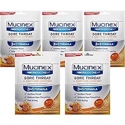 MUCINEX InstaSoothe Sore Throat Soothing Comfort - Honey & Echinacea 3640 ct 5 Pack