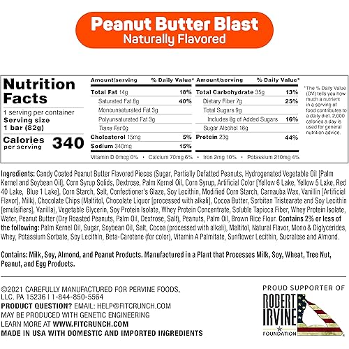 FITCRUNCH Loaded Cookie Protein Bar, High Protein, Gluten Free, Protein Snack Peanut Butter Blast, 12 Count