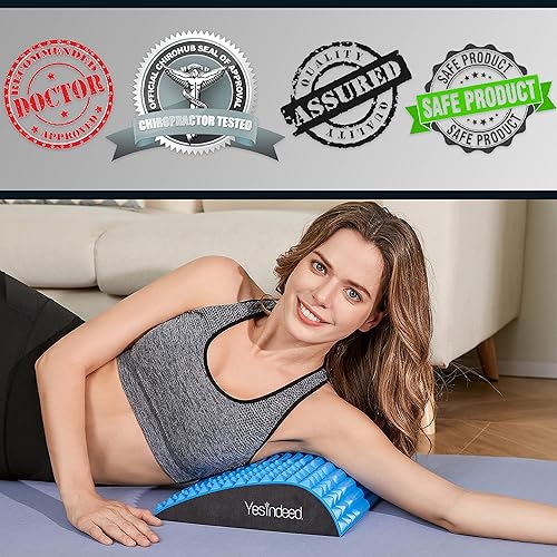 Back Stretcher Pillow - Dr. Approved for Back Pain Relief, Lumbar Support, Herniated Disc, Sciatica Pain Relief, Posture Corrector, Spinal Stenosis, Neck Pain, Support for prolonged Sitting Blue