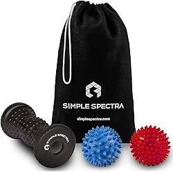 Foot Massager Roller & Spiky Ball Therapy Set - Massage Tool for Muscle Pain Relief from Plantar Fasciitis | Best for Trigger Point Release, Acupressure Reflexology with eBook Guide 3-Piece Set