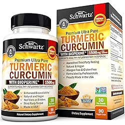 Turmeric Curcumin with BioPerine 1500mg - Natural Joint & Healthy Inflammatory Support with 95% Standardized Curcuminoids for Potency & Absorption - Non-GMO, Gluten Free Capsules with Black Pepper