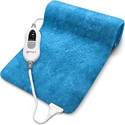 GENIANI Extra Large Electric Heating Pad for Back Pain and Cramps Relief - Auto Shut Off - Soft Heat Pad for Moist & Dry Therapy - Heat Patch Aqua Blue
