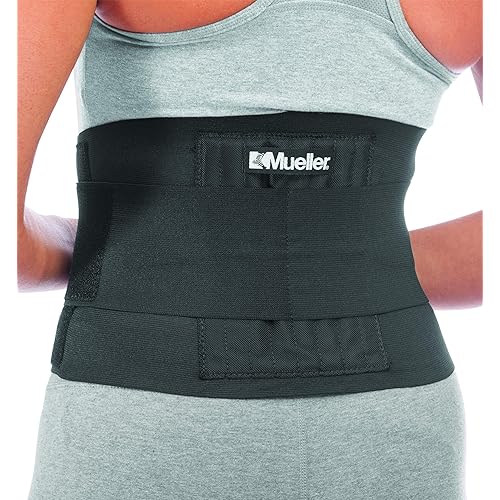 Mueller Sports Medicine Adjustable Back Brace for Men and Women, Relief for Upper and Lower Back Pain, Sciatica, and Scoliosis, Black, SmallMedium